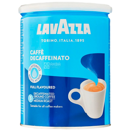 Кава без кофеїну Лавацца Декафінато (Lavazza Dekafinato), середнього обсмаження, мелена, з/б