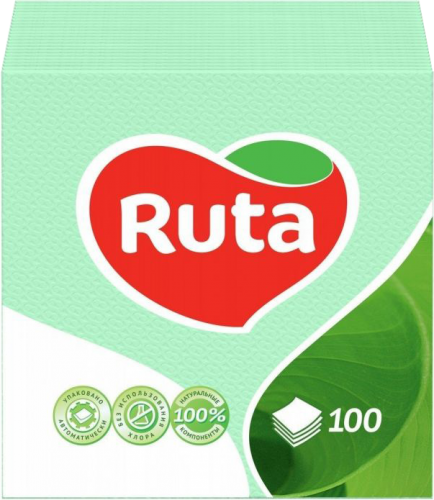 Серветки столові Ruta 24x24/100шт зелені
